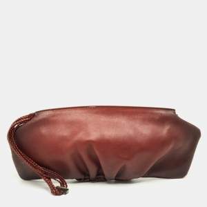 مملوكة مسبقًا Gucci Pleated Ombre Brown Leather Long Clutch
