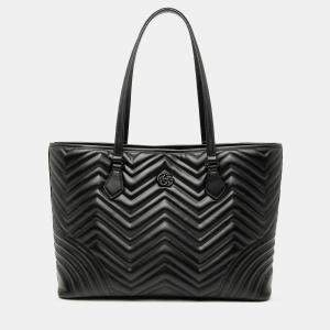 Pre Owned Gucci Black GG Marmont Matelasse Leather Tote