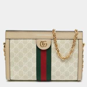 مملوكة مسبقًا Gucci GG Ophidia Small Beige Supreme Canvas Shoulder Bag
