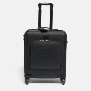 مملوكة مسبقًا Gucci Black GG Supreme Canvas 4 Wheeled Cabin Suitcase