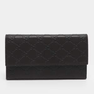 مملوكة مسبقًا محفظة غوتشي كونتيننتال جلد بنقوش غوتشيسسيما بنية