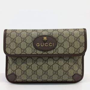 مملوكة مسبقًا حقيبة خصر غوتشي حزام GG سوبريم بني بيج PVC