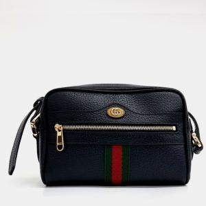 مملوكة مسبقًا Gucci Black Leather Ophidia Supreme Mini Crossbody Bag