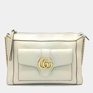 مملوكة مسبقًا Gucci White Leather GG Dahlia Chain Shoulder Bag