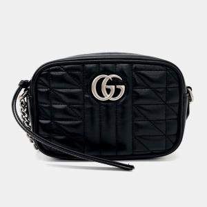 مملوكة مسبقًا Gucci Black Leather Marmont MatelassÃ© Mini Crossbody Bag