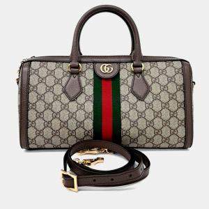 Pre Owned حقيبة غوتشي يد علوية متوسطة أوفيديا كانفاس مطلي بيج