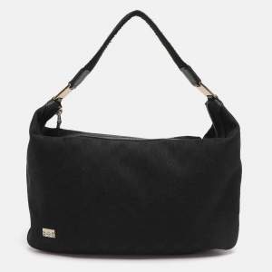 Pre Owned حقيبة كتف غوتشي قماش GG وجلد سوداء