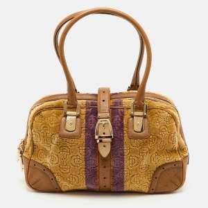 مملوكة مسبقًا Gucci Horsebit Multicolor Leather and Velvet Satchel
