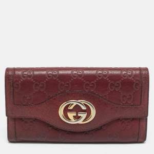 مملوكة مسبقًا Gucci Sukey Burgundy Guccissima Leather Continental Wallet