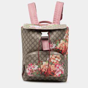 مملوكة مسبقًا Gucci Brown GG Supreme Blooms Single Buckle Backpack