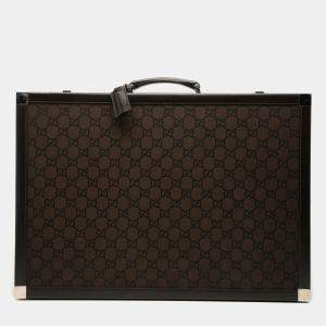 Pre Owned Gucci Brown GG Canvas Trunk Suitcase