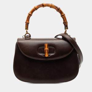 Pre Owned Gucci Brown Calfskin Bamboo Night