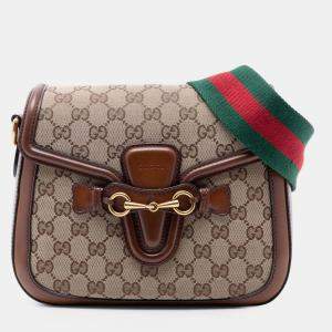 Pre Owned Gucci Brown Medium GG Canvas Lady Web Crossbody