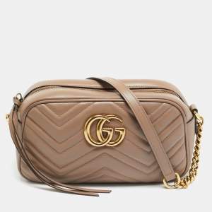 مملوكة مسبقًا Gucci GG Marmont Small Dusty Pink Matelassé Leather Camera Bag