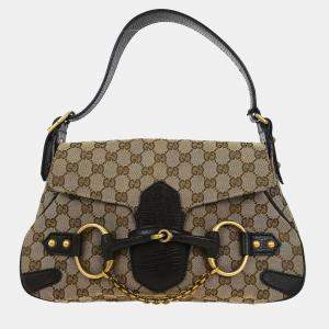 Pre Owned حقيبة غوتشي يد حصان جي جي قماش بيج