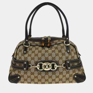 مملوكة مسبقًا حقيبة يد غوتشي بامبو بني هورسبيت