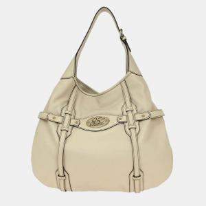 مملوكة مسبقًا حقيبة غوتشي جلد أبيض مائل للصفار الذكرى الخامسة والثمانين