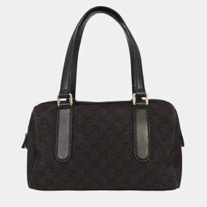 Pre Owned Gucci Black Canvas Gg Handbag