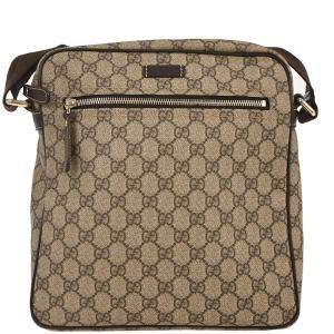 Pre Owned Gucci Brown Pvc Gg Shoulder Bag