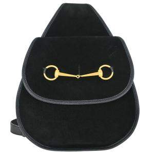 مملوكة مسبقًا Gucci Black Suede Horsebit Sling Shoulder Bag