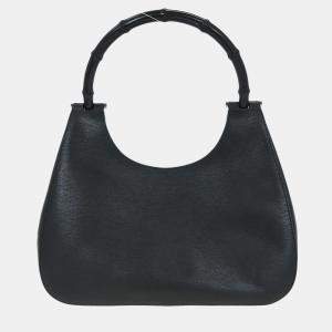 مملوكة مسبقًا حقيبة غوتشي بامبو سوداء يدوية