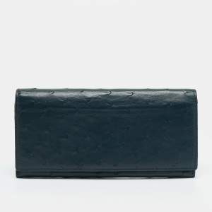 مملوكة مسبقًا محفظة غوتشي جلد نعامة أزرق داكن كونتيننتال