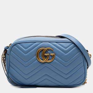 مملوكة مسبقًا Gucci Blue Small GG Marmont Matelasse Leather Crossbody