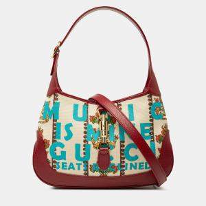 Pre Owned Gucci Brown Small Canvas 100 Centennial Music Jackie 1961 Crossbody