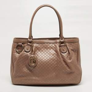 مملوكة مسبقًا Gucci Sukey Metallic Pink Guccissima Leather Tote