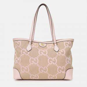 مملوكة مسبقًا حقيبة يد توتس غوتشي بيج/وردي جمبو GG ميديوم أوفيديا