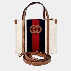 Pre Owned Gucci Multicolor Fabric Interlocking G Mini Tote And Shoulder Bag