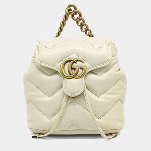 Pre Owned Gucci White Leather Matrasse Backpack