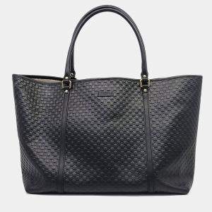 Pre Owned Gucci Black Leather Micro Cimaline Shopper Bag