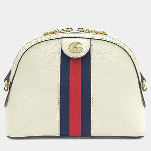 Pre Owned Gucci White Leather Ophidia Crossbody Bag
