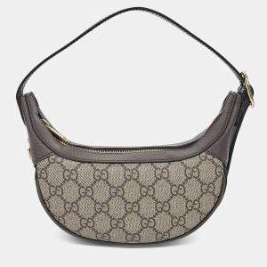 Pre Owned Gucci Beige Brown PVC Ophidia Hobo Bag