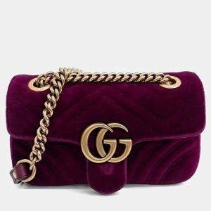 Pre Owned Gucci Purple Velvet Velvet Matrasse Mini Shoulder Bag