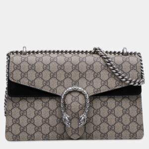 Pre Owned Gucci Black Brown Small GG Supreme Dionysus Shoulder Bag