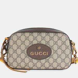 Pre Owned Gucci Beige Ebony GG Supreme Canvas Neo Vintage Messenger Bag