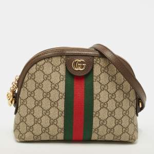 مملوكة مسبقًا Gucci Ophidia Dome Small GG Supreme Canvas and Leather Crossbody Bag