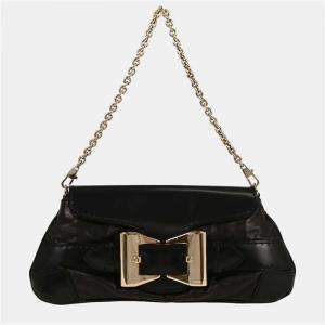 Pre Owned Gucci Black Leather Queen Chain Handbag