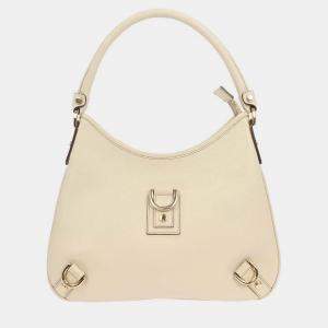Pre Owned Gucci White Leather Abbey D Ring Handbag
