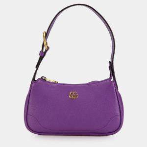 Pre Owned Gucci Purple Mini Leather Aphrodite Shoulder Bag