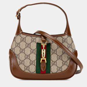 Pre Owned Gucci Brown Mini GG Supreme Web Jackie 1961 Crossbody