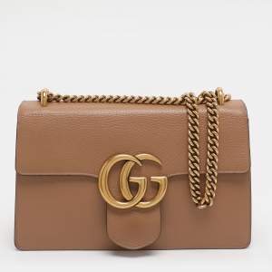مملوكة مسبقًا حقيبة كتف غوتشي جي جي مارمونت جلد بني