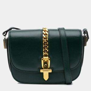 Pre Owned Gucci Green Mini Leather Sylvie 1969 Crossbody