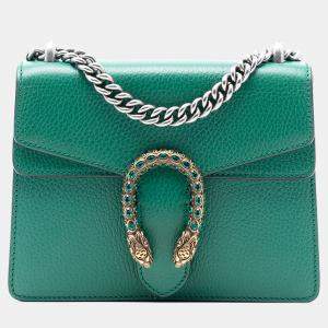 Pre Owned Gucci Green Small Leather Dionysus Crossbody