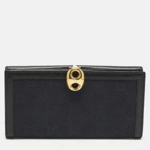 مملوكة مسبقًا Gucci Wave Black GG Canvas and Leather Continental Wallet