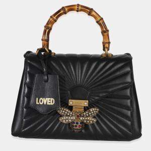 Pre Owned Gucci Black Calfskin Queen Margaret Top Handle Bag