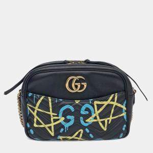 Pre Owned Gucci Black Leather Ghost Marmont Matrasse Bag