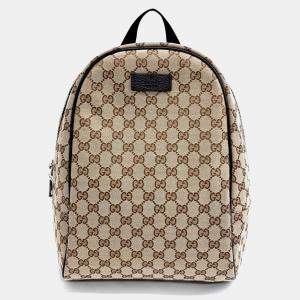 Pre Owned Gucci Beige/Brown Canvas Jacquard Backpack